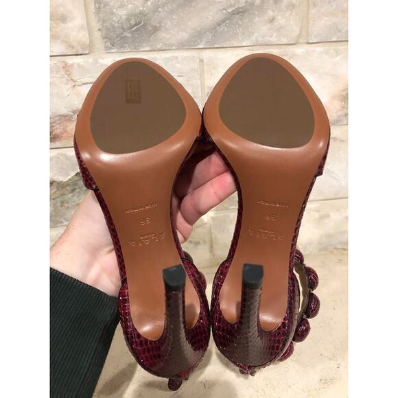 Alaia Bombe 110mm Red Snakeskin Studded Ankle Strap Sandal Heel Pumps Shoe 36 - Picture 8 of 8